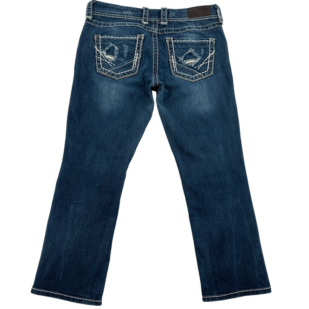 BKE Denim Sabrina Crop Jeans Blue Embellished Pockets Cowgirl Core Women's Sz 30